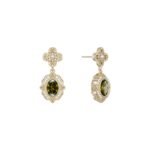 Garnet Serpent Climber Studs in Silver